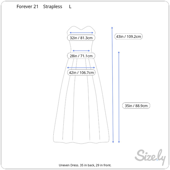 Forever 21 uneven Strapless Dress - Size L - Picture 8 of 8